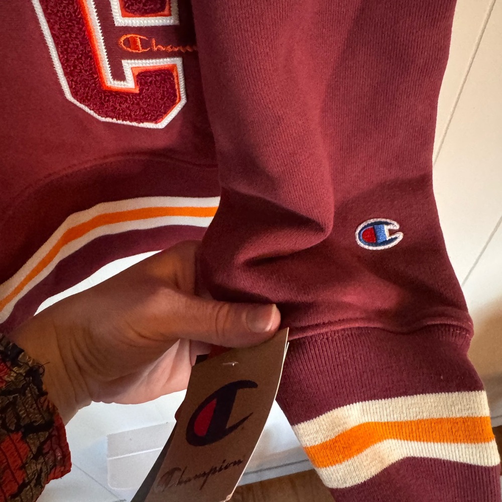 Champion Maroon Crewneck Sweater with Gold & White Trim - Picture 6 of 6